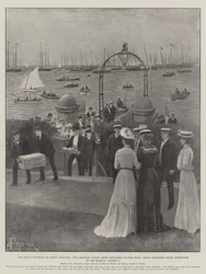 El interés del rey en la regata de Cowes, los premios de yates devueltos al Royal Yacht Squadron después de la inspección de Su Majestad, 2 de agosto